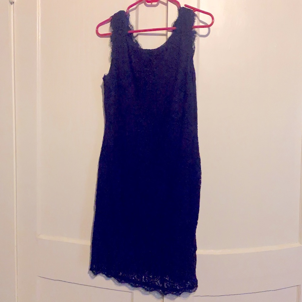 Navy Adrianna Papell Floral Lace Dress